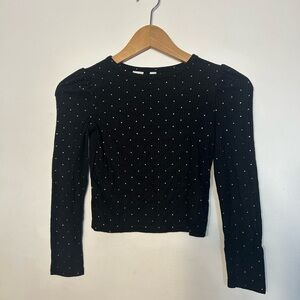 GAP Kids Black Ribbed Top with Gold Dot Accents